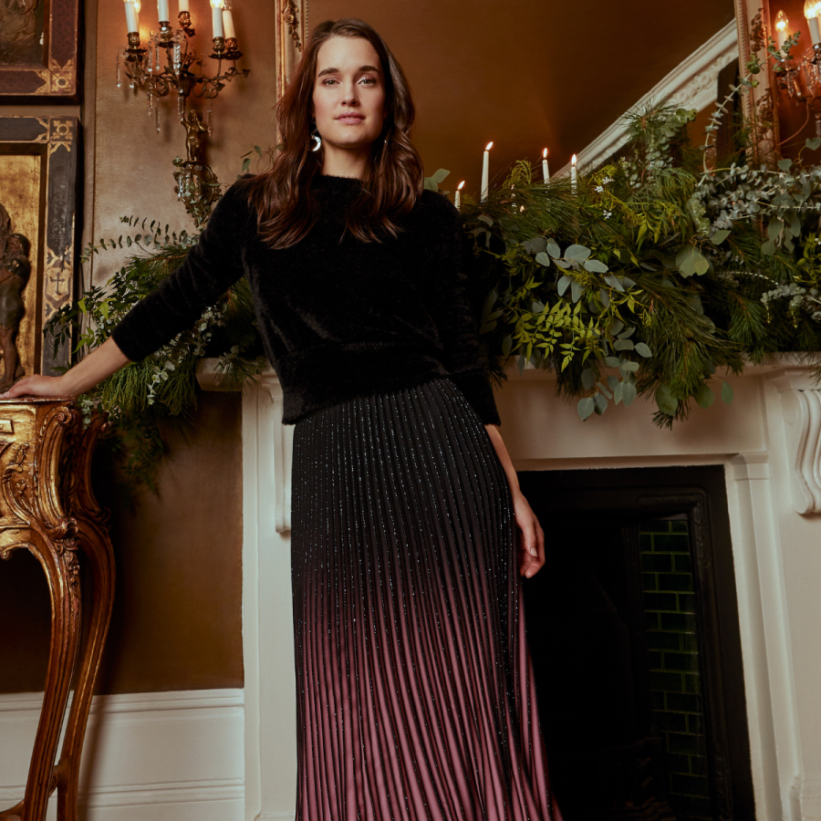 Model wears Phase Eight Christmas partywear