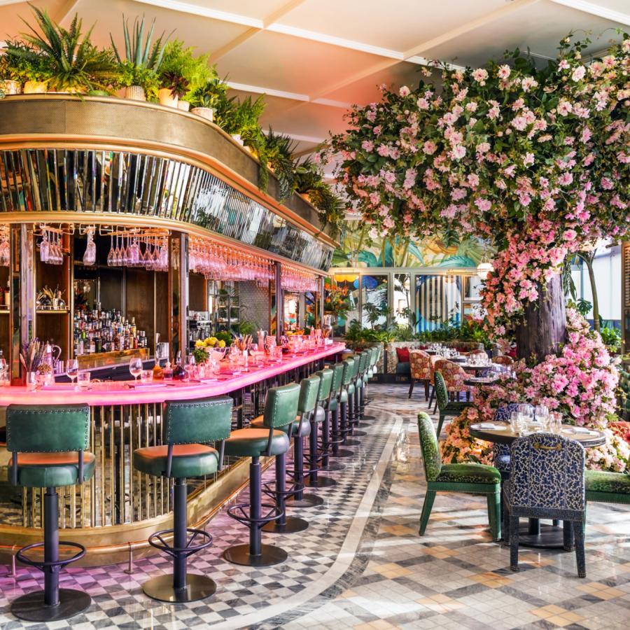 A shot of The Ivy's floral interior